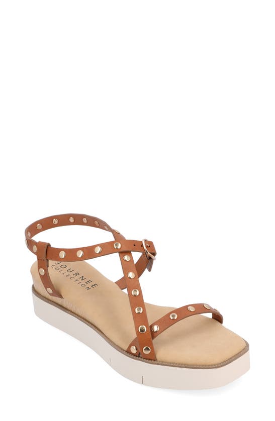 Journee Collection Lindsay Studded Tru Comfort Platform Sandal In Brown