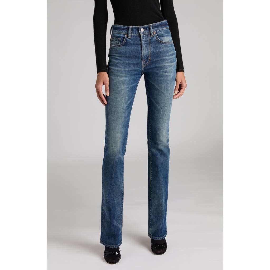 Tom Ford Stonewashed Bootcut Jeans In Hb772 Mid Blue