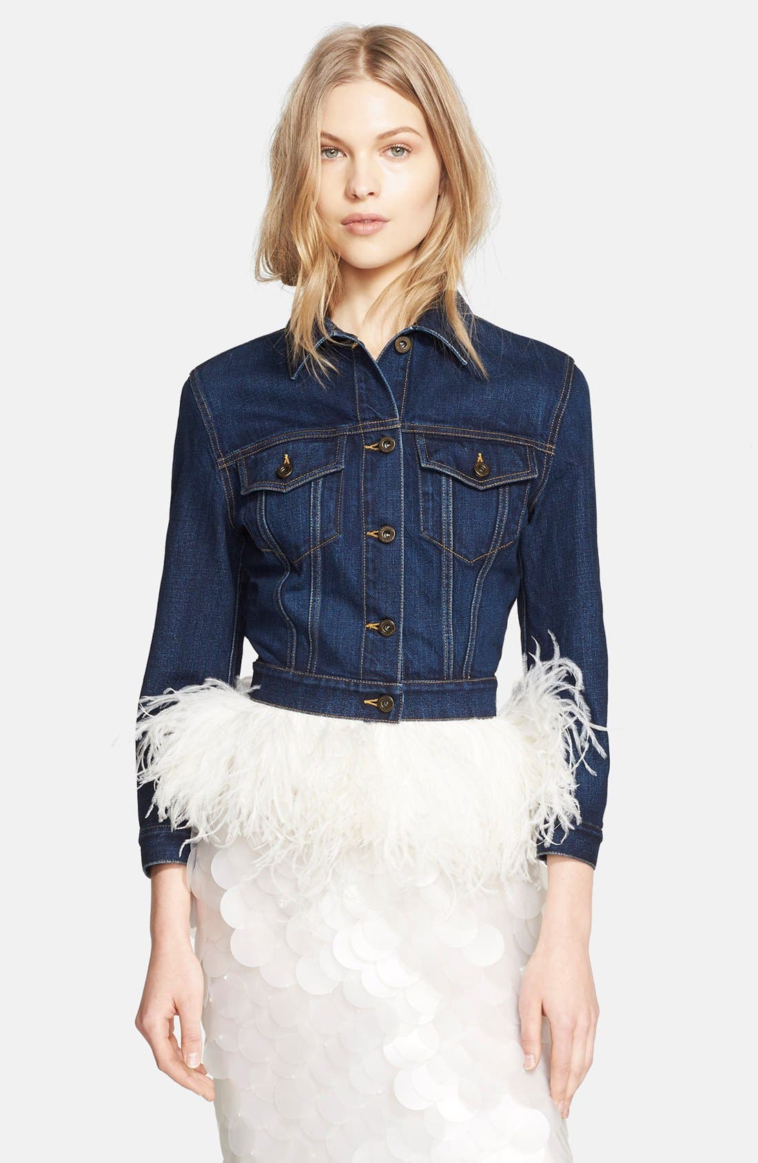 Burberry Prorsum Ostrich Feather Hem Jean Jacket Nordstrom