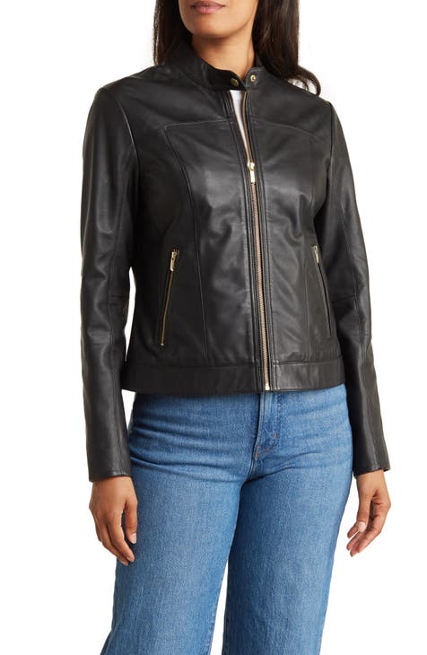 Women's Black Leather & Faux Leather Jackets