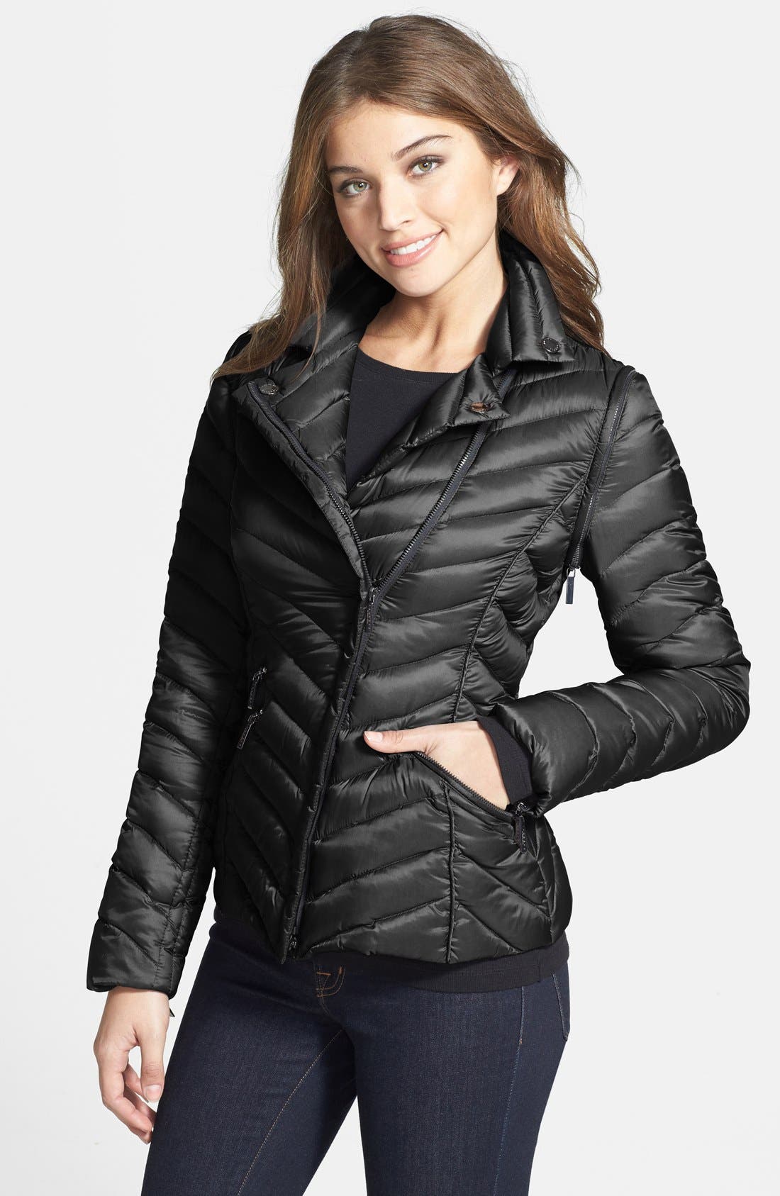 Laundry by Shelli Segal Convertible Down Moto Jacket Nordstrom