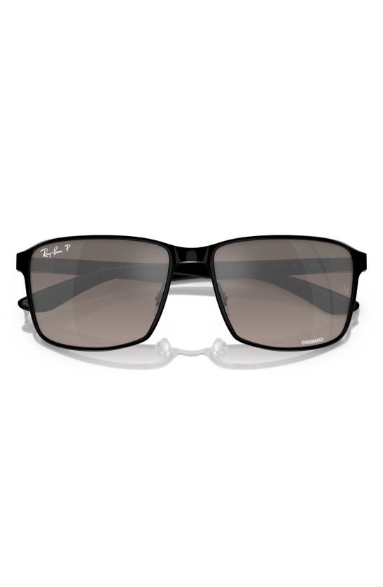 Ray Ban Chromance 55mm Polarized Square Sunglasses In Black/grey