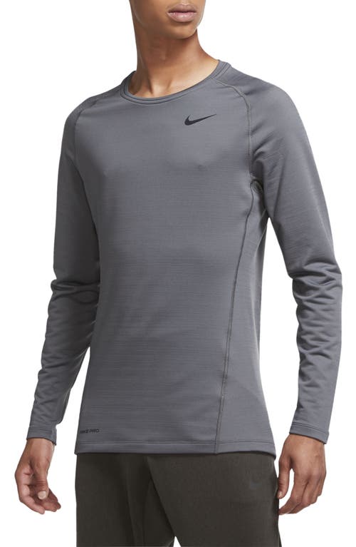 Nike Dri-fit Pro Warm Long Sleeve Running Shirt In Iron Grey/black
