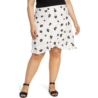 Plus Size Gibson X Hot Summer Nights Two Peas Ruffle Faux Wrap Skirt, Ivory (Plus Size) (Nordstrom Exclusive)
