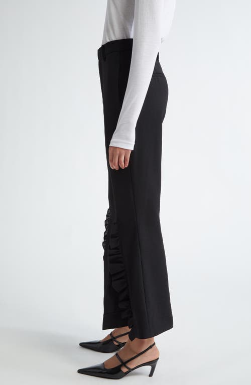 Bite Studios Credo Crop Ruffle Split Hem Wool Trousers In Black