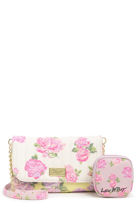 Luv Betsey By Betsey Johnson Heart Quilted Crossbody Bag In Tri Floral