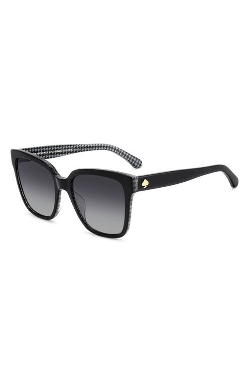 Kate Spade New York Kiya 56mm Gradient Square Sunglasses In Black White/grey Polar