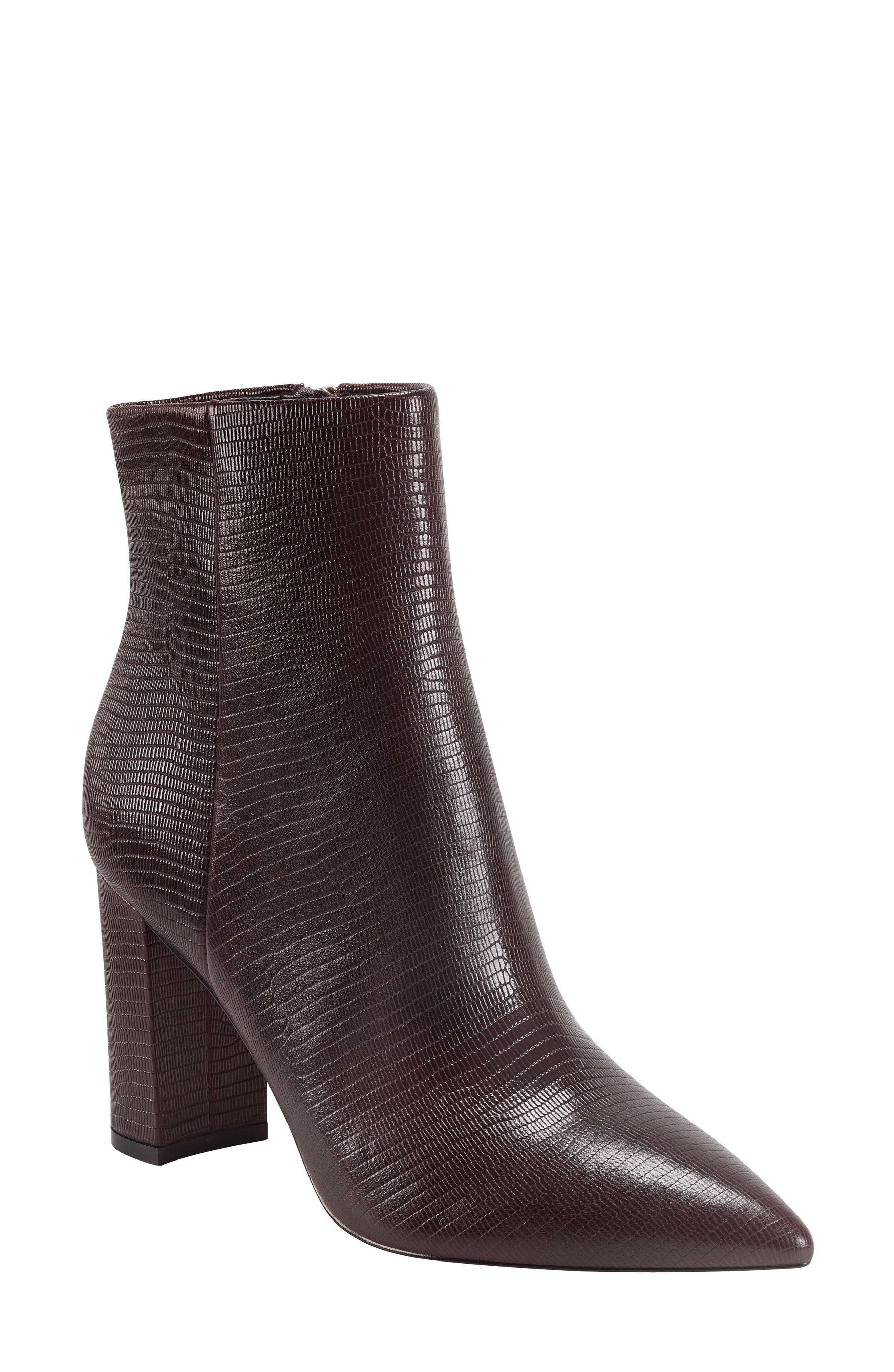 Marc Fisher Ltd Ulani Embossed Pointed Bootie In Bordeaux Leather