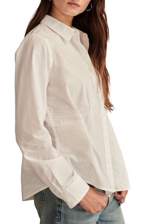 Shop Lucky Brand Peplum Detail Cotton Button-up Shirt In Bright White