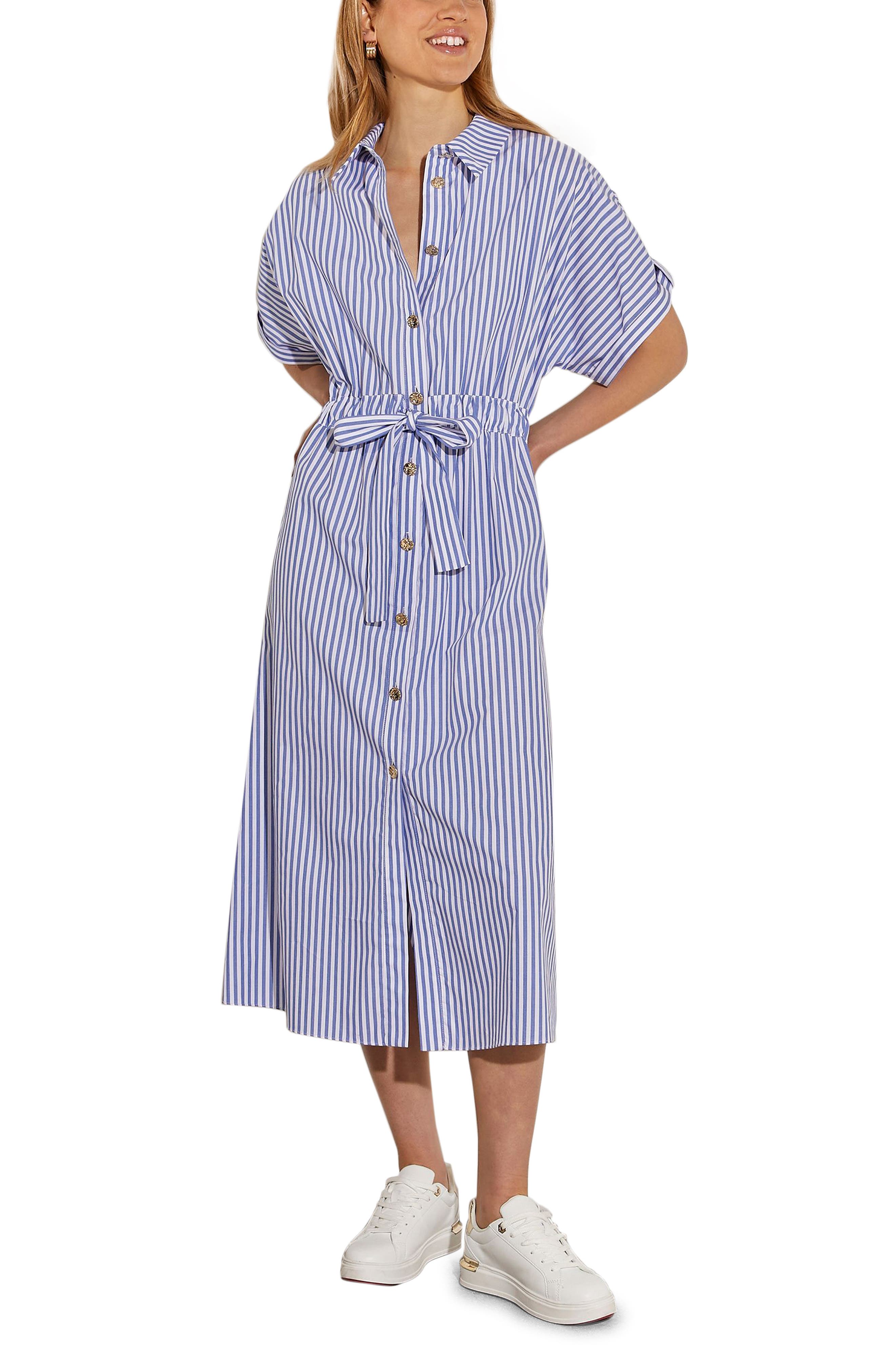 river island stripe midi wrap dress