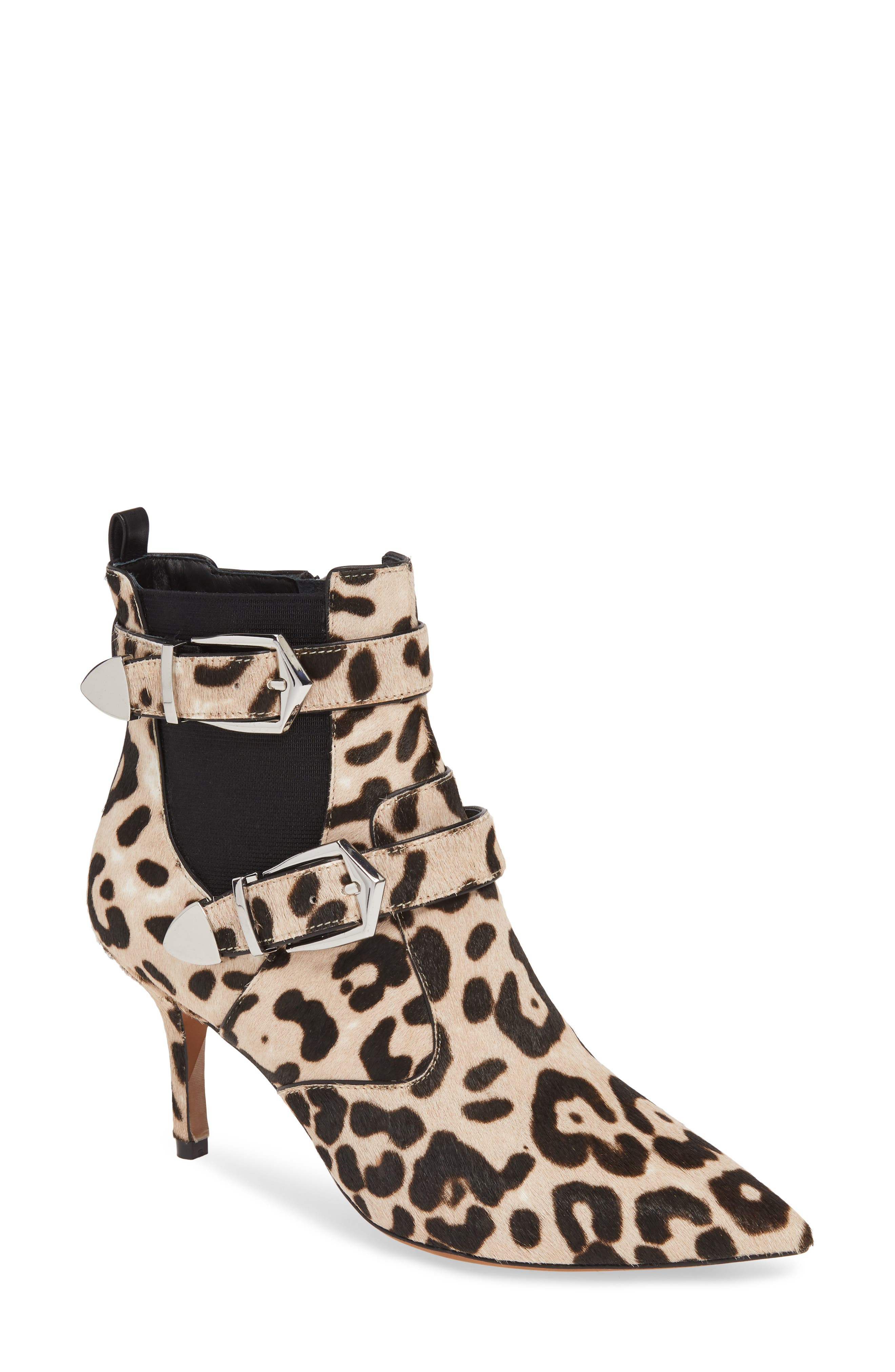 Linea Paolo Nikita Ii Genuine Calf Hair Bootie In Wht/blk