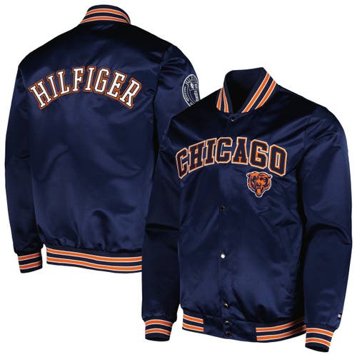 Men's Tommy Hilfiger Navy Chicago Bears Elliot Varsity Full-Snap Jacket