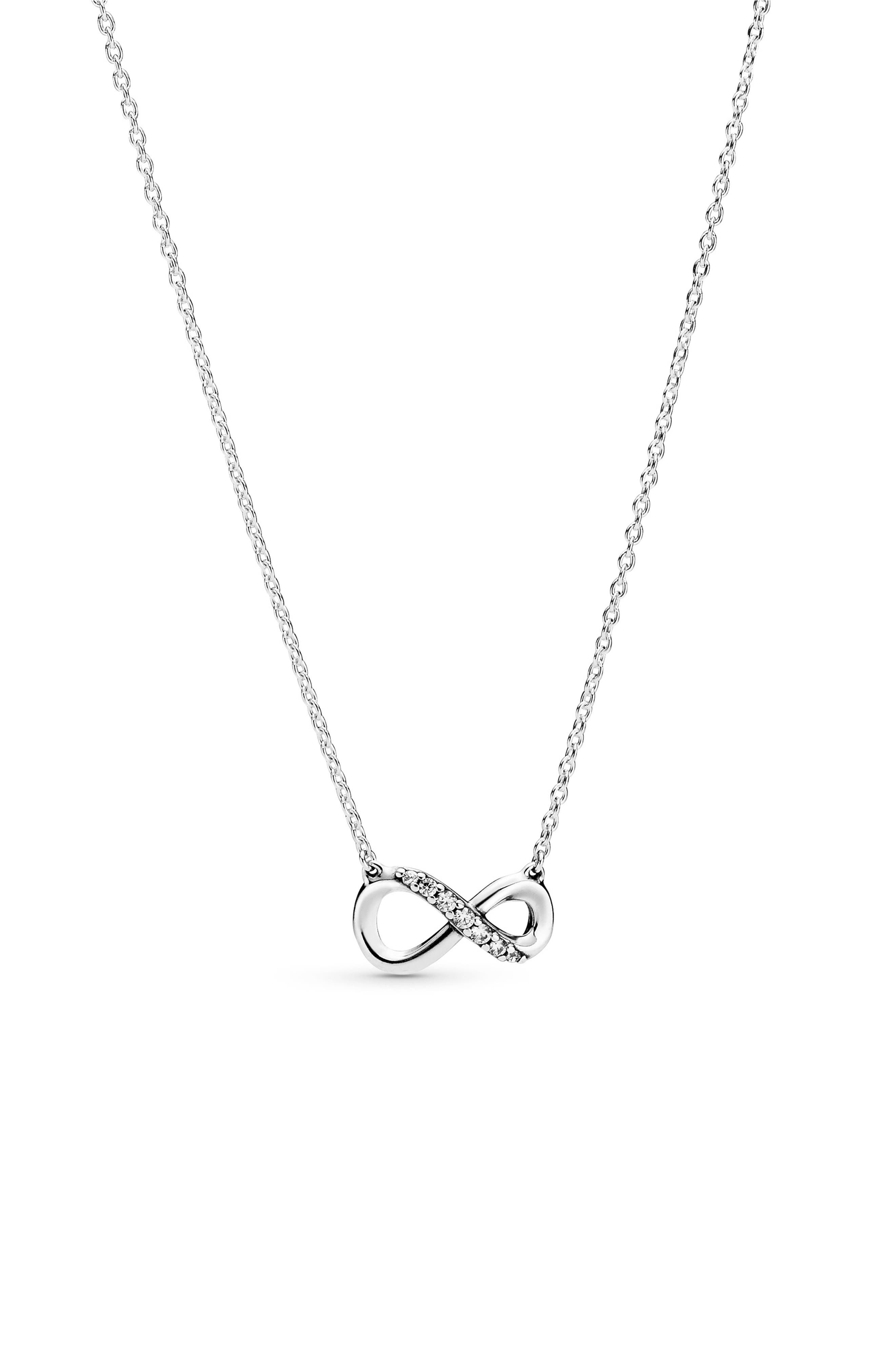 PANDORA Sparkling Infinity Pendant Necklace in Clear at Nordstrom