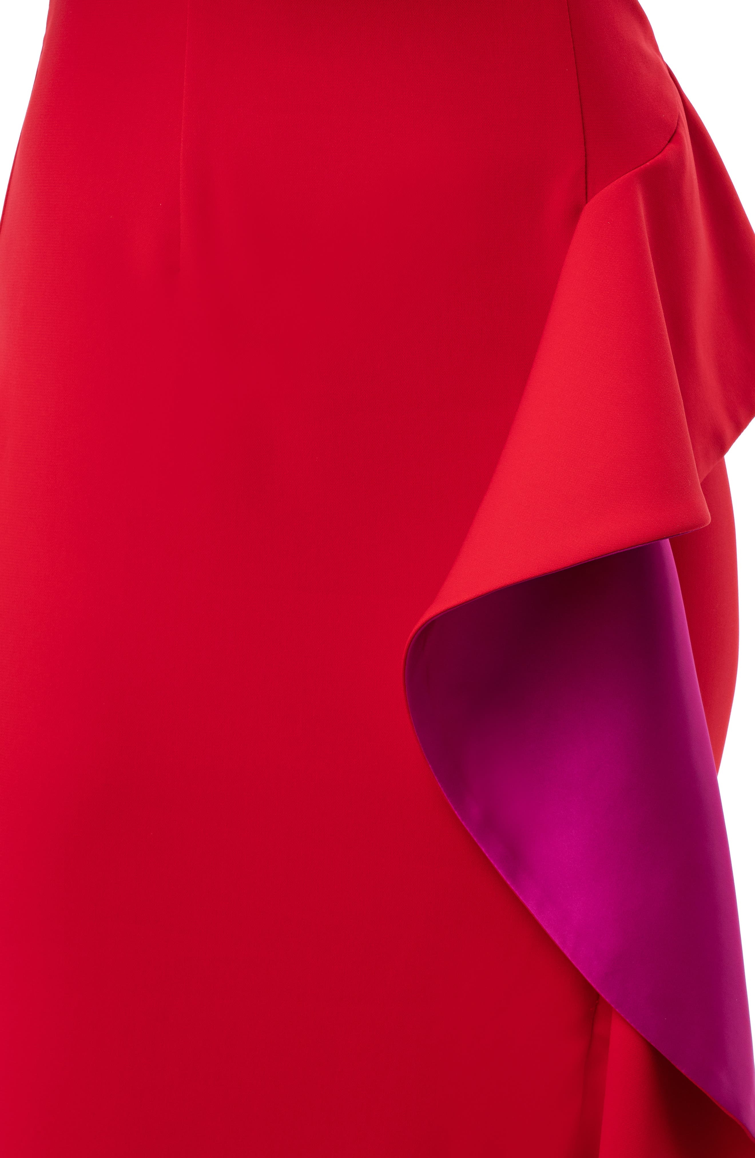 carmen marc valvo infusion ruffle off the shoulder gown