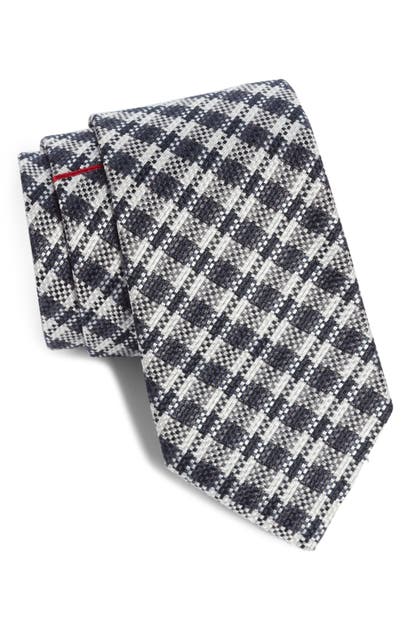 Title Of Work Pixelated Plaid Silk Tie In Black/ Red