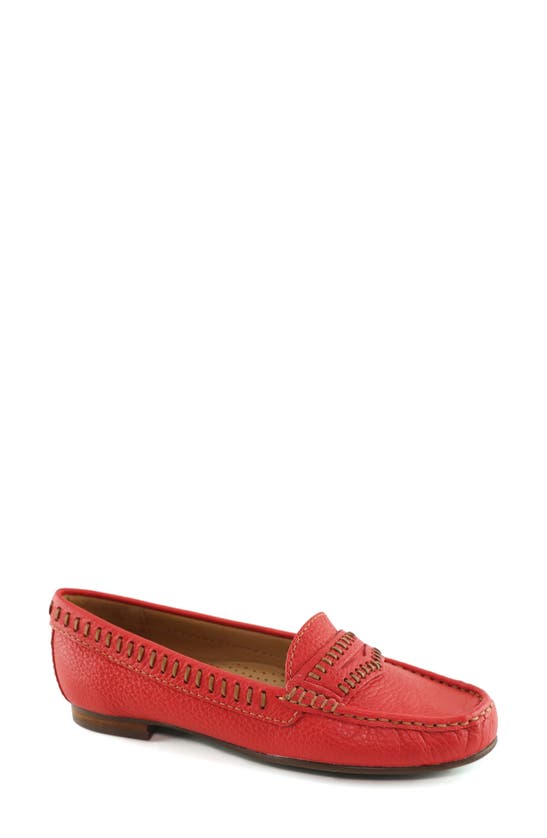 Driver Club Usa Maple Ave Penny Loafer In Strawberry/ Contrast Stitch