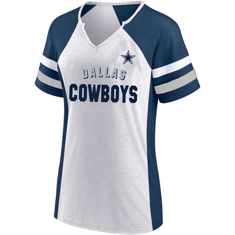 Shop Fanatics Branded White/navy Dallas Cowboys Plus Size Color Block T-shirt