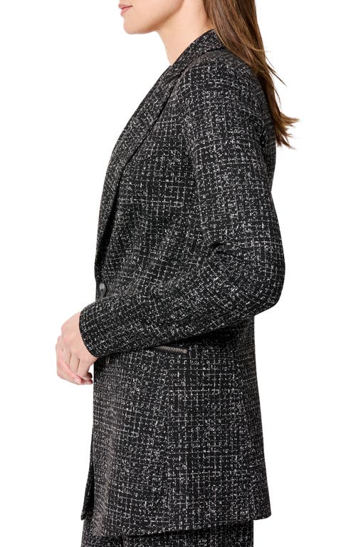 Shop Nic + Zoe Nic+zoe Dotty Grid Zip Pocket Blazer In Black Multi