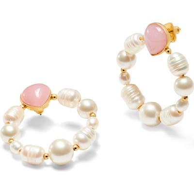 Kate Spade New York Freshwater Pearl & Jade Hoop Earrings