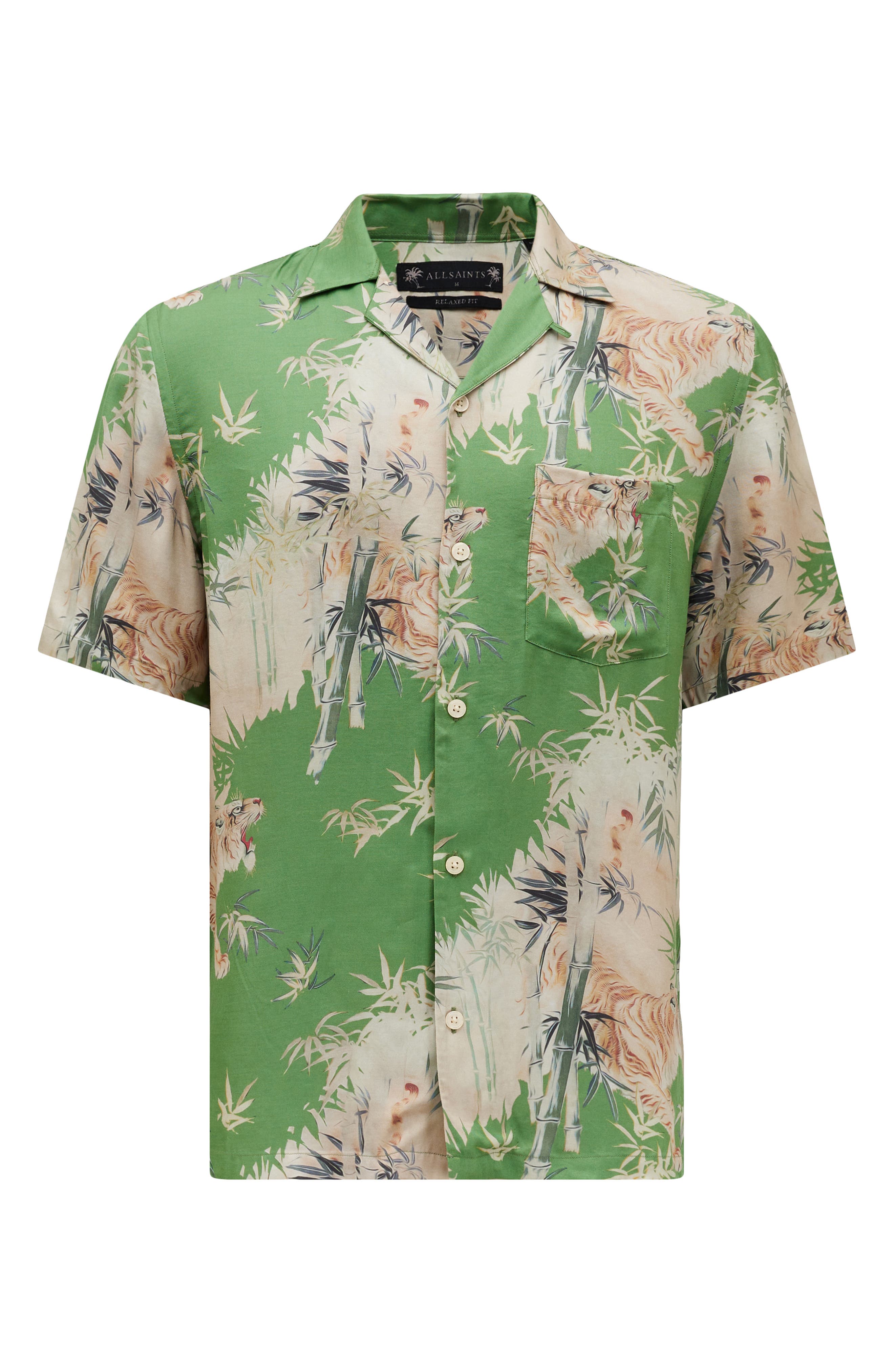 Mens All Saints Hawaiian Shirt Short Sleeve Button up Summer 