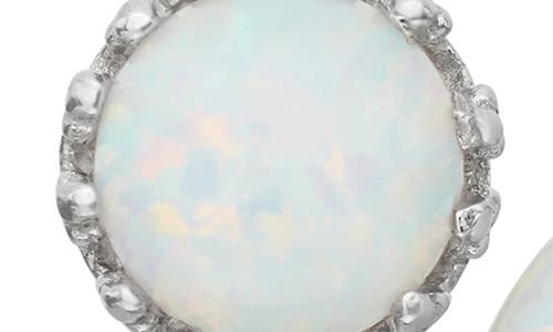 Fzn Sterling Silver Crown Stone Stud Earrings In Opal-white