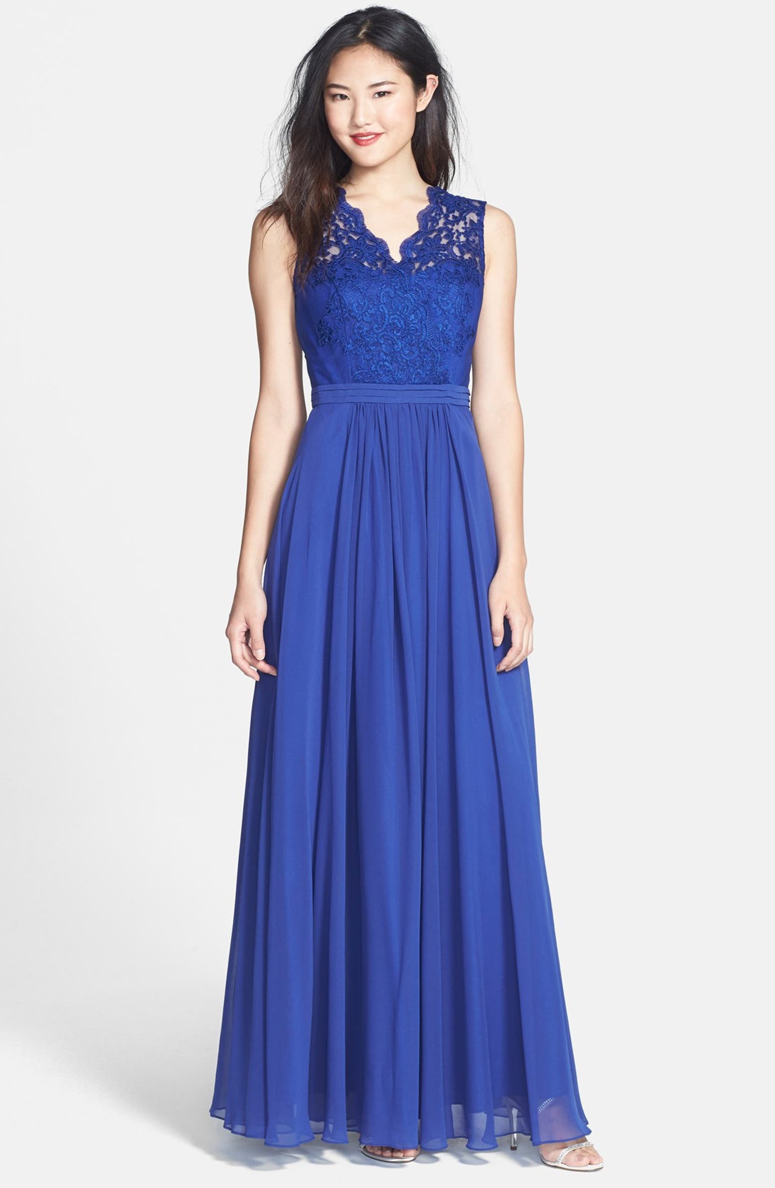 JS Boutique Lace & Chiffon Gown | Nordstrom