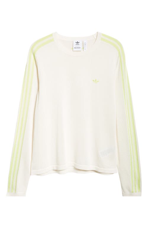 Shop Y-3 Adidas X Wales Bonner X Wales Bonner 3-stripes Long Sleeve T-shirt In Chalk White/semi Frozen Yellow