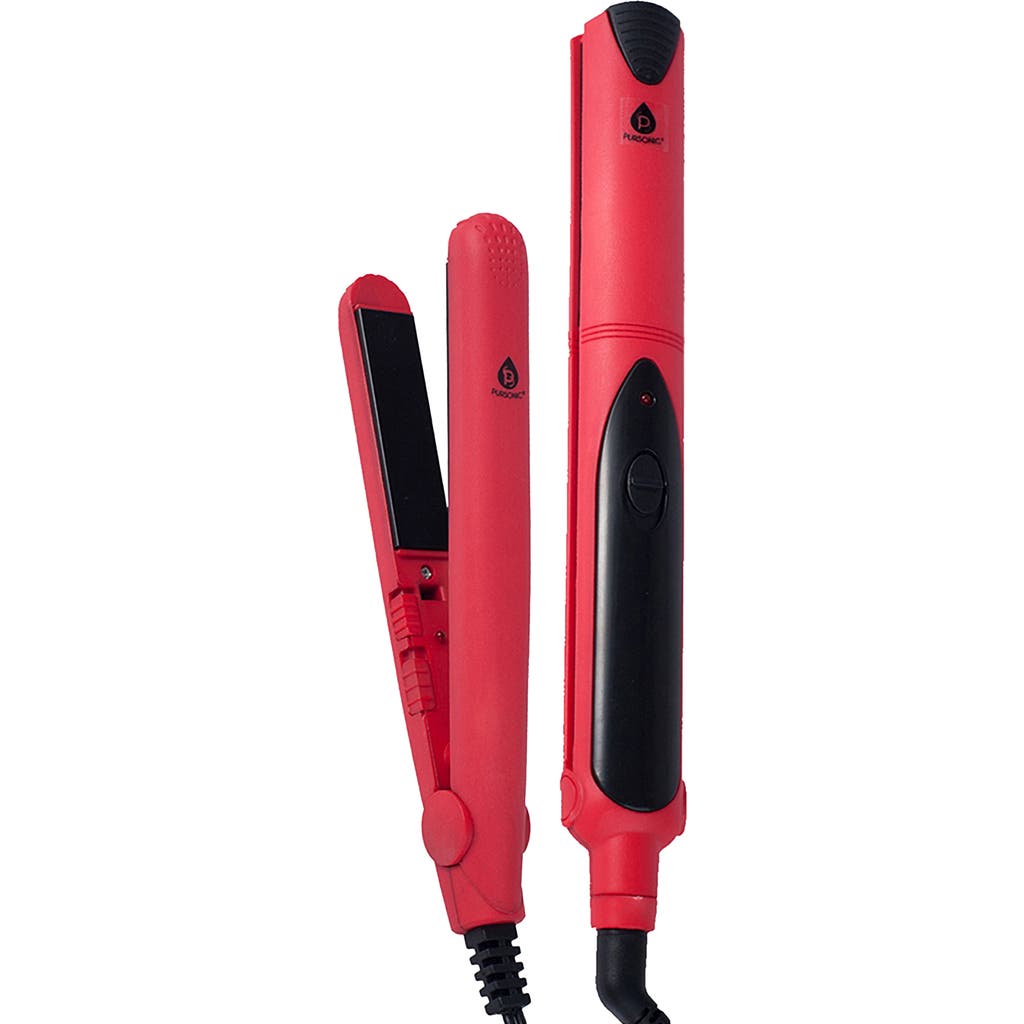 Pursonic Flat Iron Hair Straightener With A Free Travel Straightener In Red