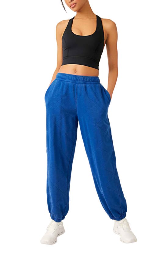 Shop Fp Movement By Free People All Star Quilted Cotton Blend Joggers In Prep School Blue