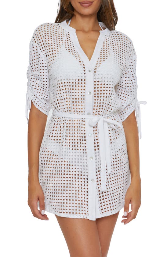 Becca Eyelet Cover-up Shirtdress In White
