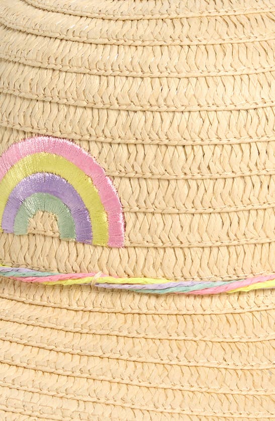 Shop Capelli New York Kids' Rainbow Straw Hat In Beige Pale Multi