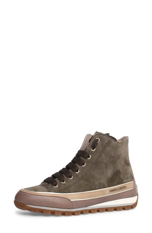 Candice Cooper Janis Strip High Top Sneaker In Army Green