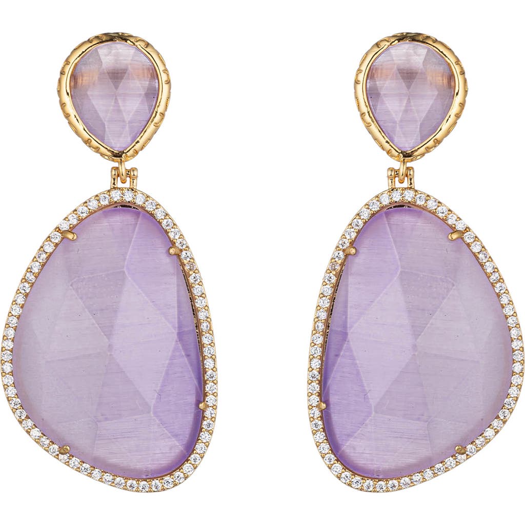 Eye Candy Los Angeles Grace Cz Statement Drop Earrings In Lavender
