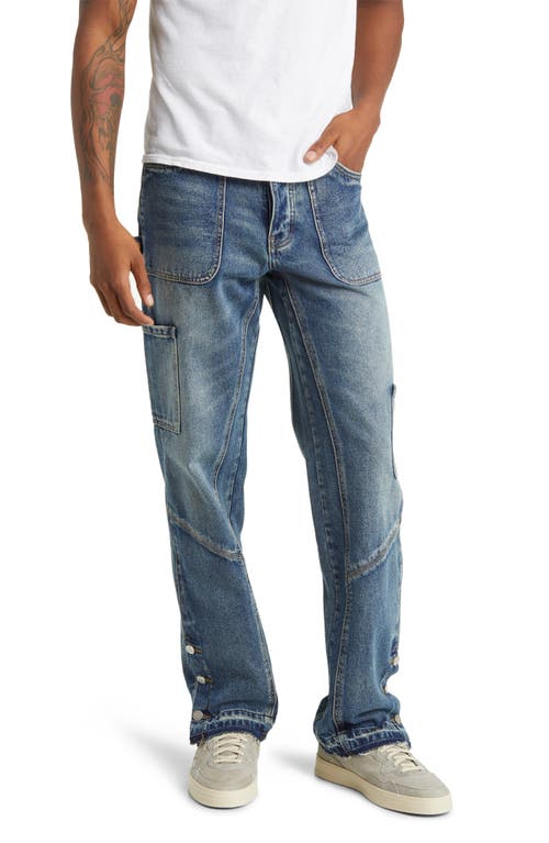 Release Hem Nonstretch Cotton Denim Carpenter Jeans in Washed Indigo