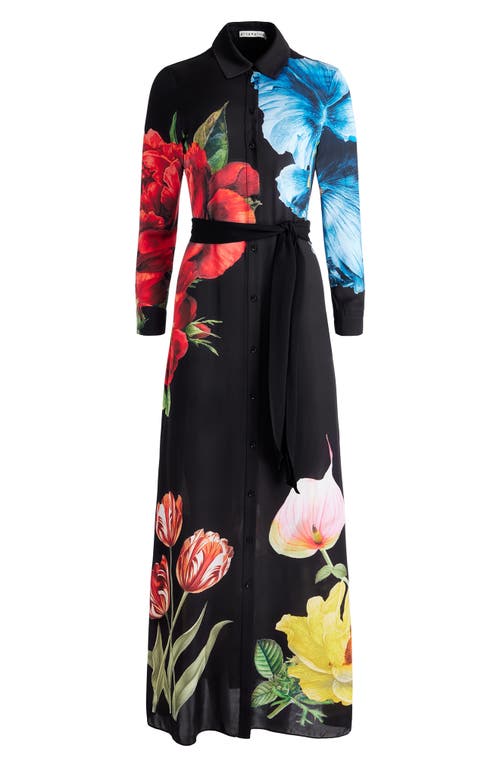 Shop Alice And Olivia Alice + Olivia Chassidy Tie Belt Long Sleeve Maxi Shirtdress In Le Parisien