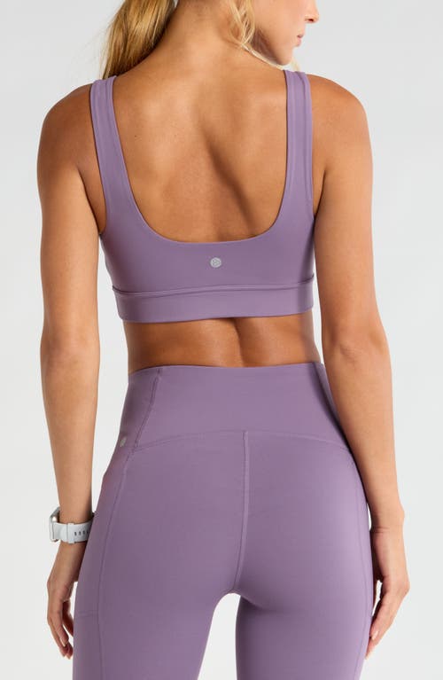 Shop Zella Luxe Lite Squared Up Sports Bra In Purple Montana