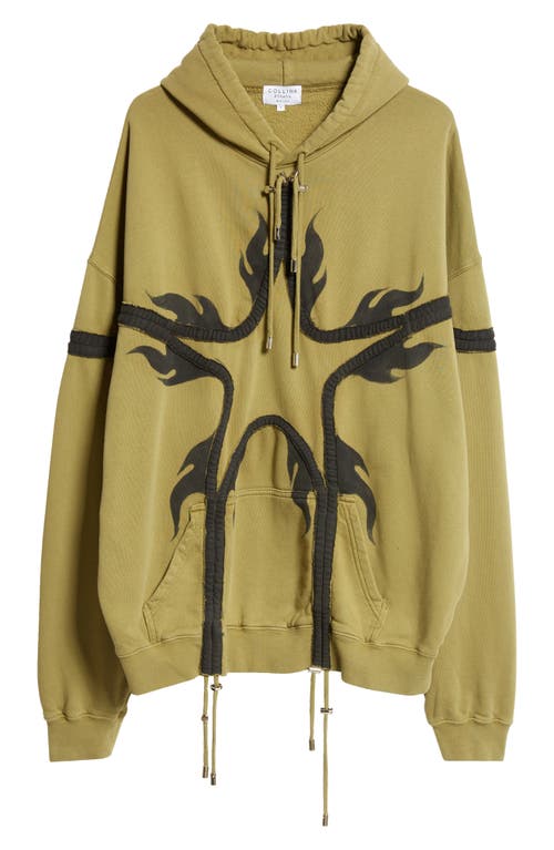 Shop Collina Strada Star Tie Dye Cotton Fleece Hoodie In Olive