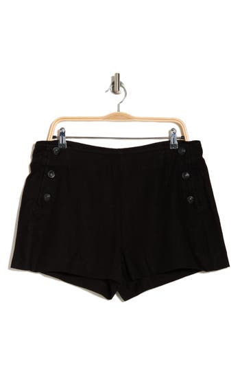 L Agence L'agence Jude High Waist Linen Sailor Shorts In Black