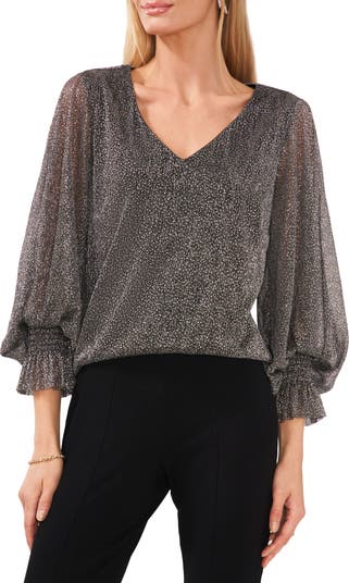 Chaus V-Neck Smocked Cuff Blouse | Nordstrom