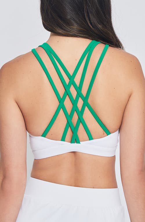 Shop L'etoile Sport Sports Bra In White W/green Trim