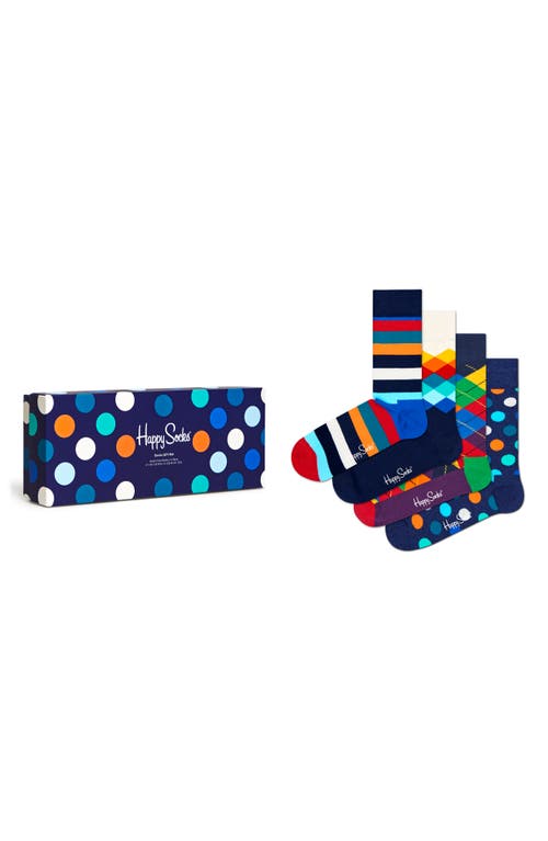Multicolor 4-Pack Cotton Blend Sock Gift Set in Navy