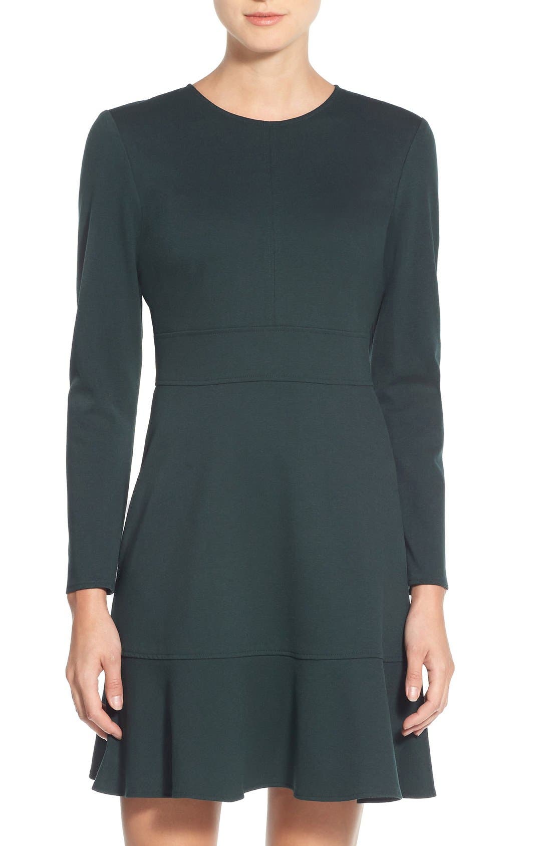 Eliza J Ruffle Hem Stretch Fit & Flare Dress | Nordstrom