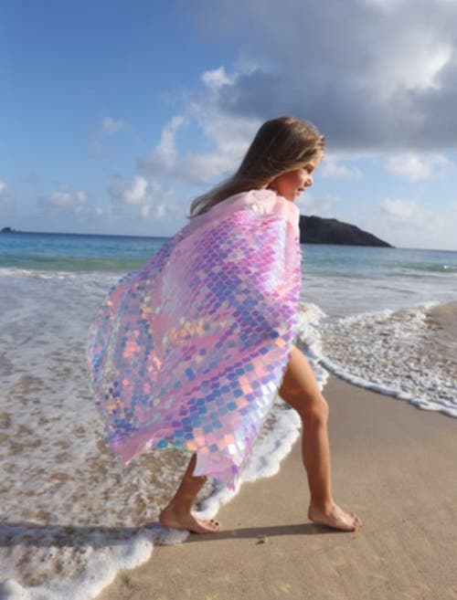 Shop Lola + The Boys Mermaid Shimmer Cape In Multicolor