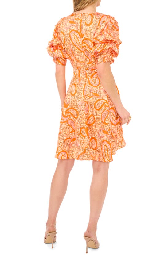 Shop 1.state Abstract Print Bubble Sleeve Minidress In Russet Orange