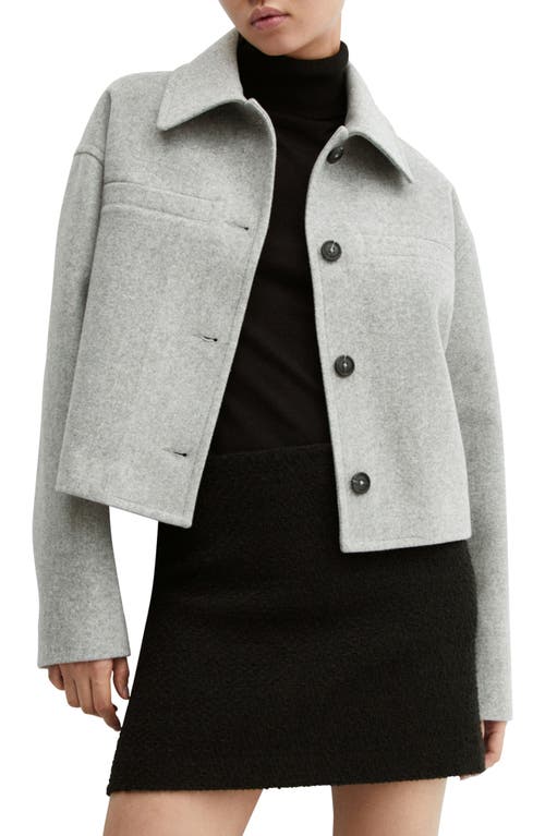 MANGO Oversize Boxy Crop Jacket in Medium Heather Grey at Nordstrom, Size Small