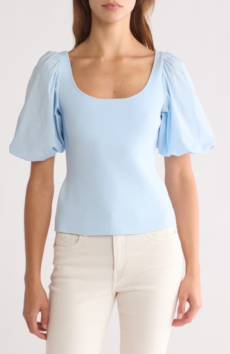 Puff Sleeve Scoop Neck Top