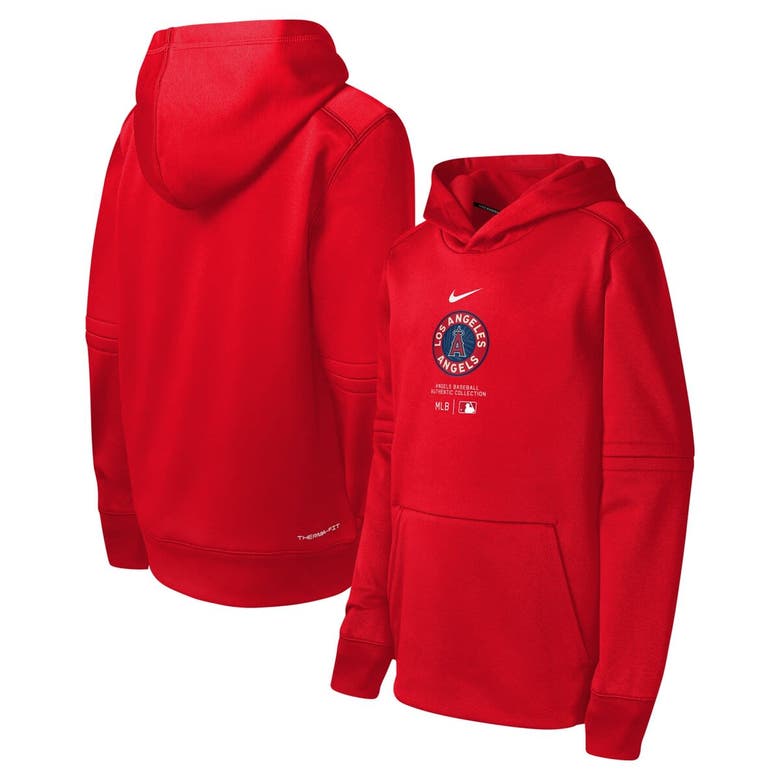 Nike Kids' Youth  Red Los Angeles Angels City Connect Practice Graphic Performance Pullover Hoodie