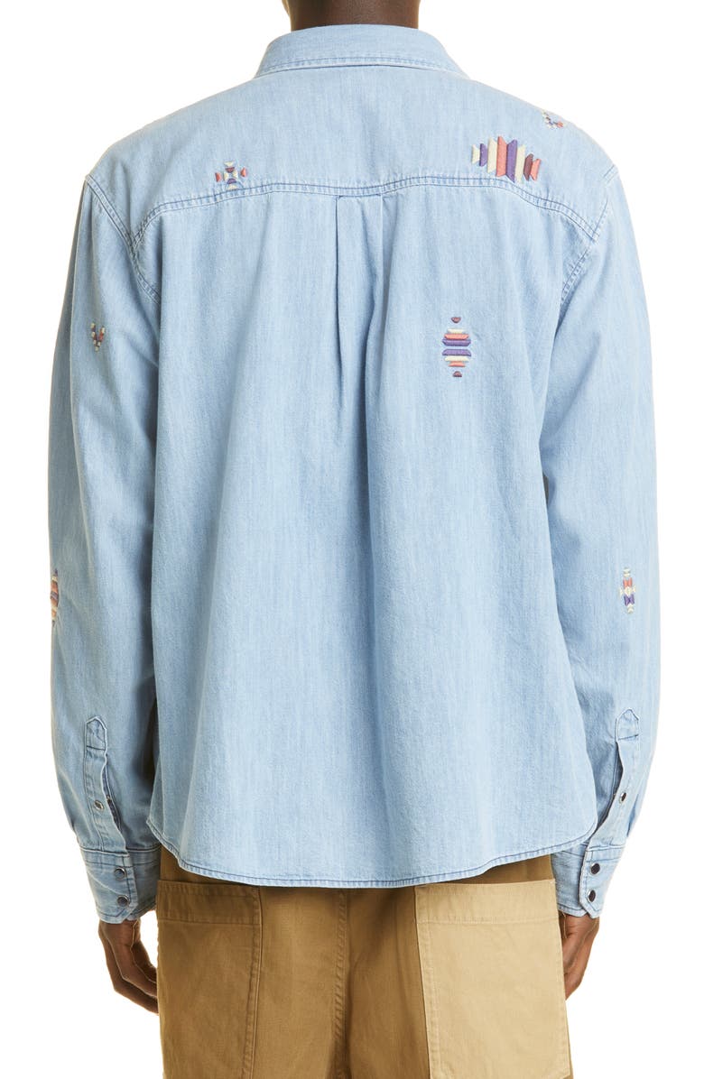 Apitti Geo Embroidered Long Sleeve Denim Shirt