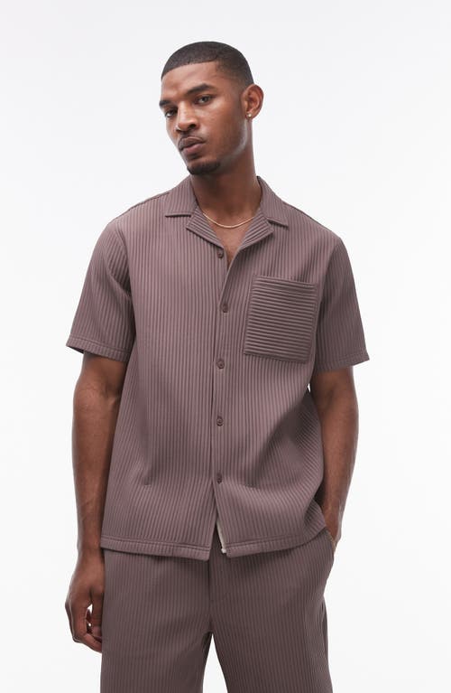 Shop Topman Cord Camp Shirt In Brown