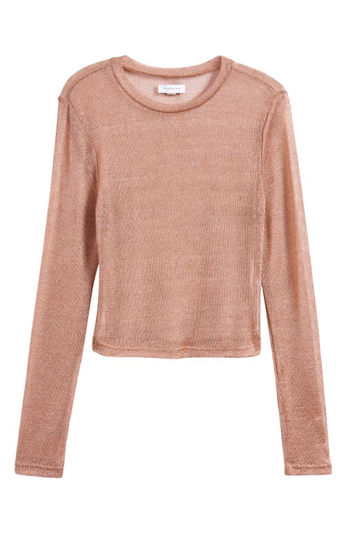 Shop Topshop Metallic Sheer Long Sleeve Top In Light Pink